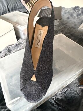 Jimmy Choo slingback peep-toe heels - denim blue sz40 / 10